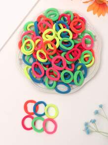 100入組女孩混色髮圈適用於日常生活 - 彩色 - 查看 2