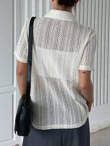 Dazy Designer 素色半排扣T恤 - 米色 - 查看 2