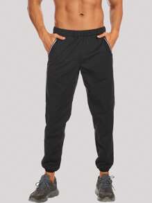 男士斜口袋運動褲 - 黑色 - 查看 5