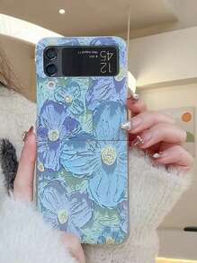 Vỏ điện thoại vẽ hoa - Màu xanh lam - Xem 1