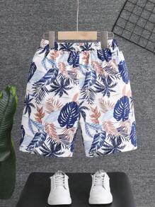 Quần short ống rộng dây rút in hình phong cách nhiệt đới cho kỳ nghỉ hè dành cho bé trai - Nhiều màu - Xem 2