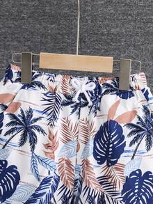 Quần short ống rộng dây rút in hình phong cách nhiệt đới cho kỳ nghỉ hè dành cho bé trai - Nhiều màu - Xem 3