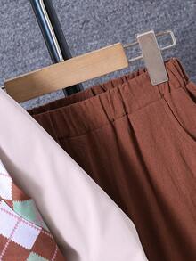 SHEIN 男孩菱形印花背心上衣和襯衫和褲子 - 彩色 - 查看 4