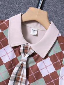 SHEIN 男孩菱形印花背心上衣和襯衫和褲子 - 彩色 - 查看 5