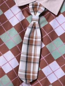 SHEIN 男孩菱形印花背心上衣和襯衫和褲子 - 彩色 - 查看 6