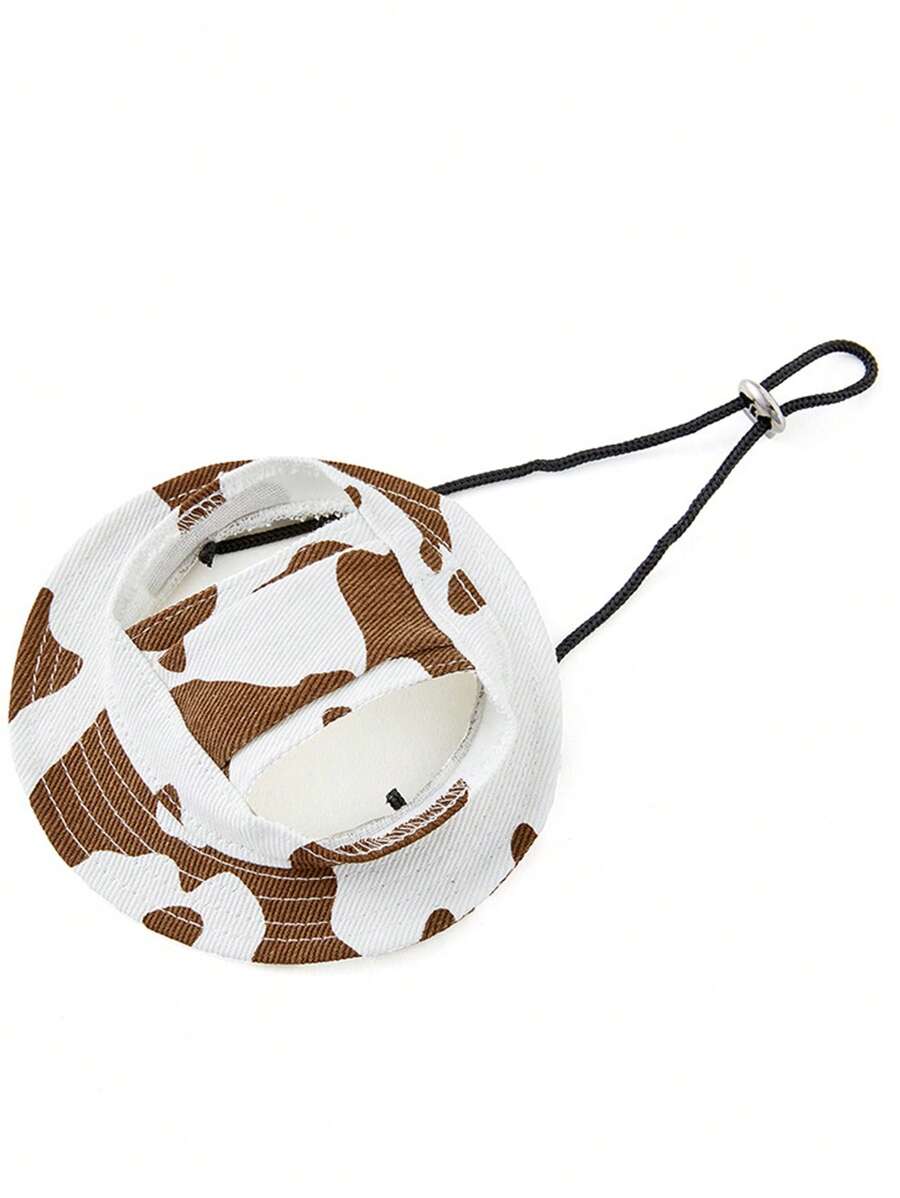 1 chiếc mũ thú cưng họa tiết bò - Cà phê nâu - Xem 1