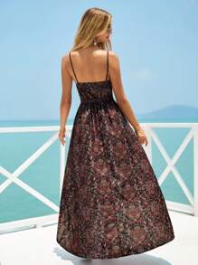 RueChic Paisley Print Belted Cami Dress - Multicolor - View 2