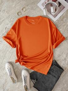 SHEIN EZwear Solid Drop Shoulder Tee