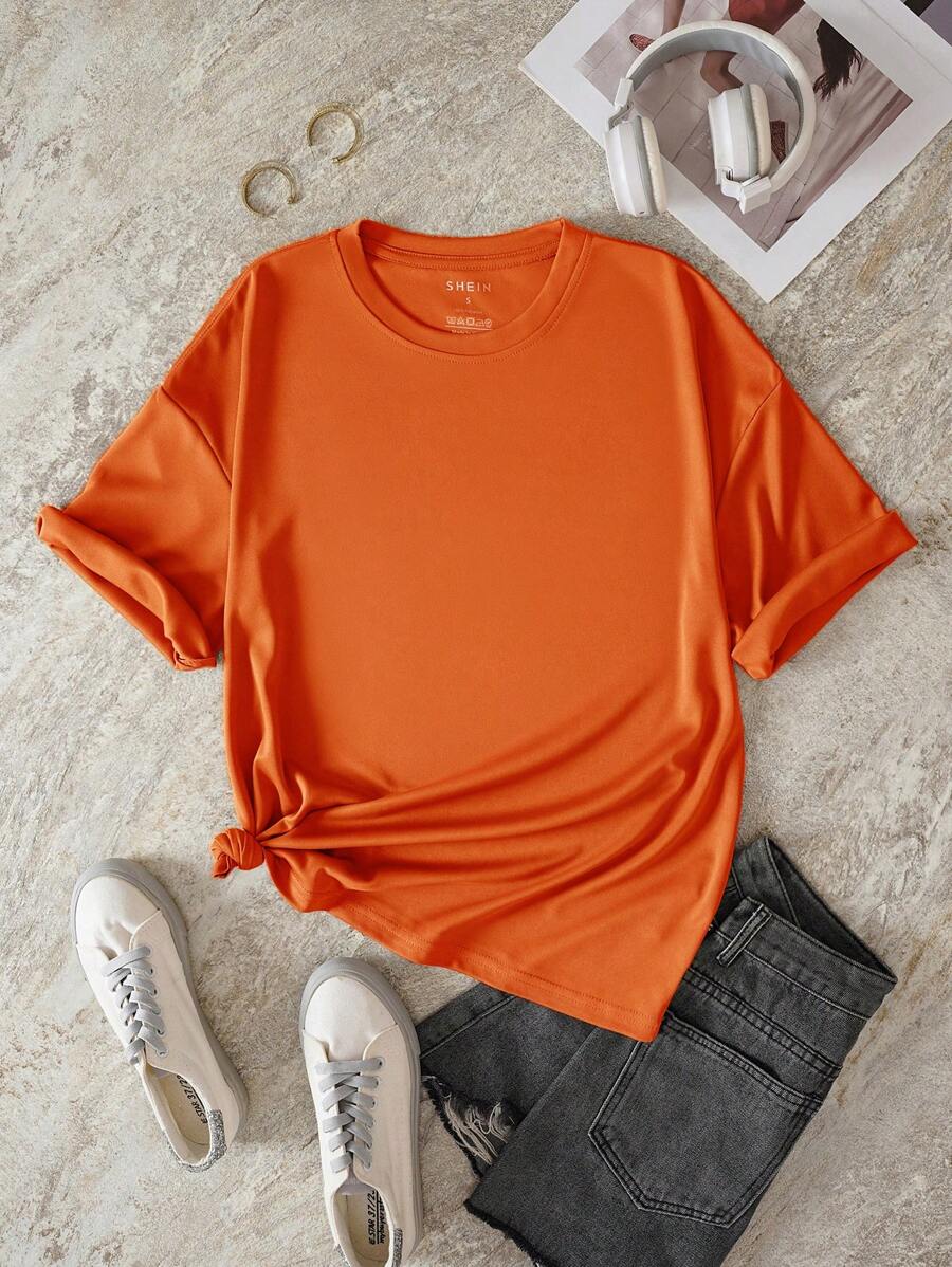 SHEIN EZwear Solid Drop Shoulder Tee