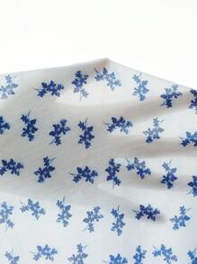 碎花蕾絲拼接前蝴蝶結吊帶睡裙