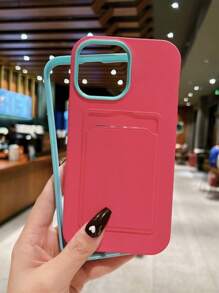 Vỏ điện thoại trơn có khe cắm thẻ - Màu Hồng Tươi - Xem 2