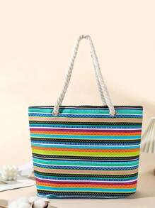 Túi Đi Biển Họa Tiết Sọc, Túi Tote Dung Tích Lớn, Túi Du Lịch Phong Cách Du Lịch Túi Canvas - Nhiều màu - Xem 1