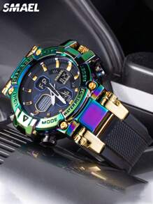 1 Miếng SMAEL Đúng mốt Đầy màu sắc Ốp đồng hồ Số Thạch anh Đồng hồ đeo tay - màu đen - Xem 1