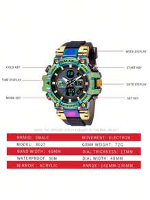 1 Miếng SMAEL Đúng mốt Đầy màu sắc Ốp đồng hồ Số Thạch anh Đồng hồ đeo tay - màu đen - Xem 2