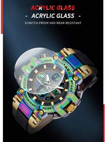 1 Miếng SMAEL Đúng mốt Đầy màu sắc Ốp đồng hồ Số Thạch anh Đồng hồ đeo tay - màu đen - Xem 4