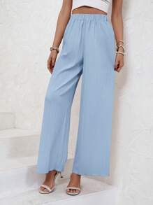 SHEIN Frenchy Solid Wide Leg Pants