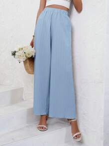 SHEIN Frenchy Solid Wide Leg Pants