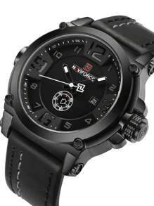 Reloj de pulsera NAVIFORCE de lujo para hombre, deportivo militar de cuarzo, analógico con fecha, correa de cuero - Blanco - Ver 5
