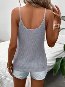 SHEIN LUNE Solid Cami Knit Top - Light Grey - View 2