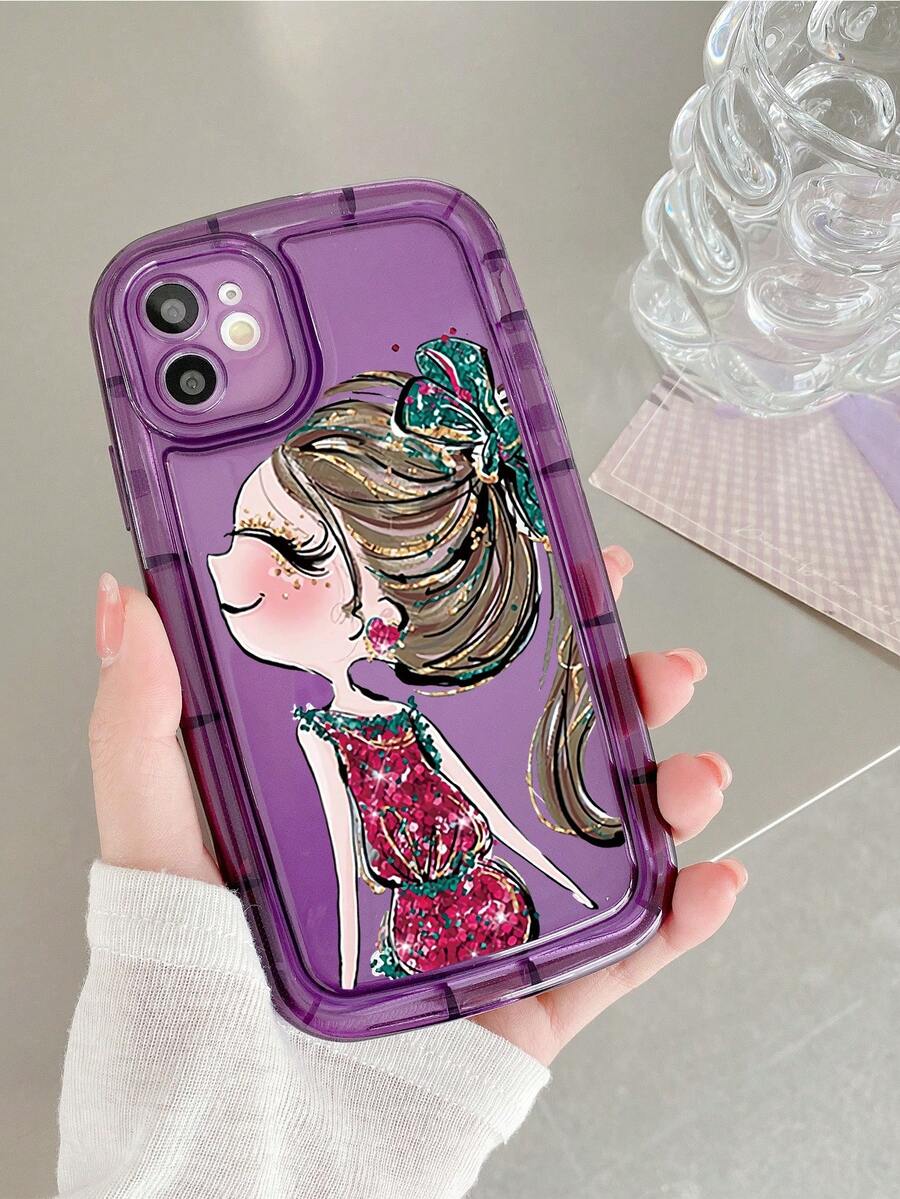 Cartoon Girl Phone Case - Purple - View 1