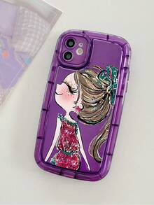 Cartoon Girl Phone Case - Purple - View 2