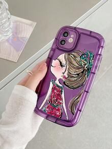Cartoon Girl Phone Case - Purple - View 3