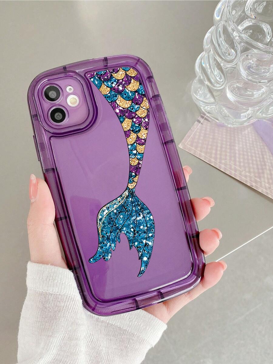 Ốp điện thoại họa tiết đuôi cá - Màu tím - Xem 1