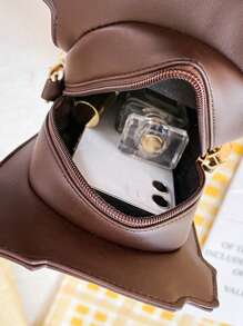 Mini Letter Graphic Novelty Bag Chain Strap - Coffee Brown - View 5