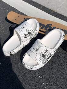 Men Astronaut & Planet Print Slides, EVA Fashion Slides - White - View 6