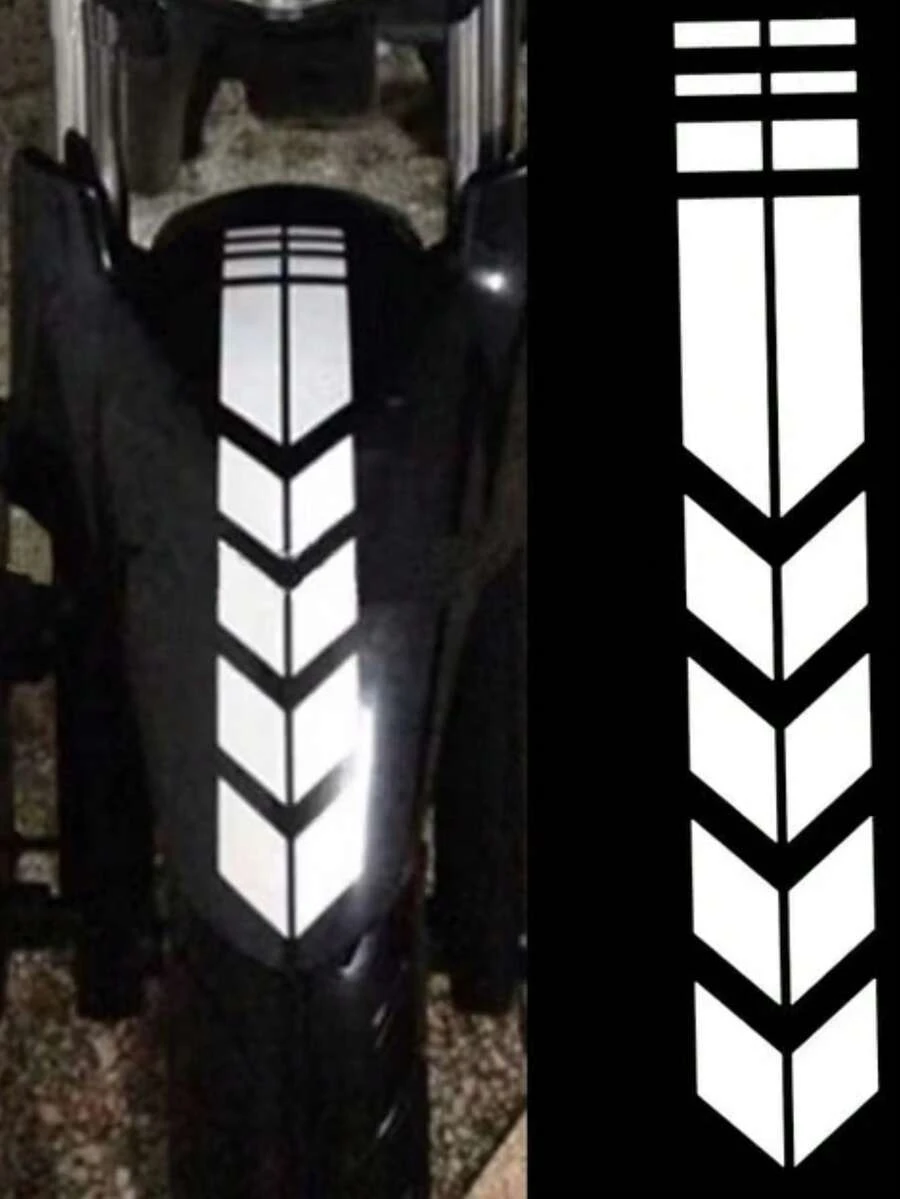 Geometric Print Motorcycle Reflective Sticker - White - View 1