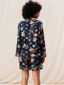 LUVLETTE Floral Lounge Set Women Pajamas - Navy Blue - View 7