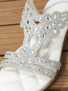 Women Rhinestone Decor Ankle Strap Sandals, Glamorous Sandals
