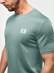 Manfinity NXTstreet 男士字母貼布T恤和運動褲 - 薄荷綠 - 查看 4