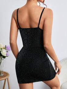 SHEIN PETITE Đầm Cắt ra màu trơn Buổi tiệc - màu đen - Xem 2
