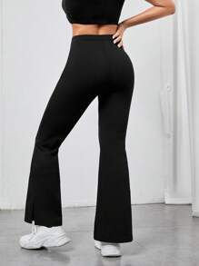 SHEIN PETITE Quần nữ Đắp vá Chia Lá thư Giải trí - màu đen - Xem 2