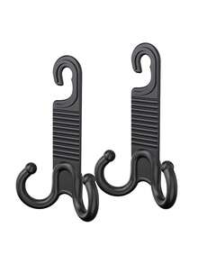 2pcs Solid Car Seat Back Hook - Black - View 3