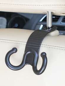 2pcs Solid Car Seat Back Hook - Black - View 4