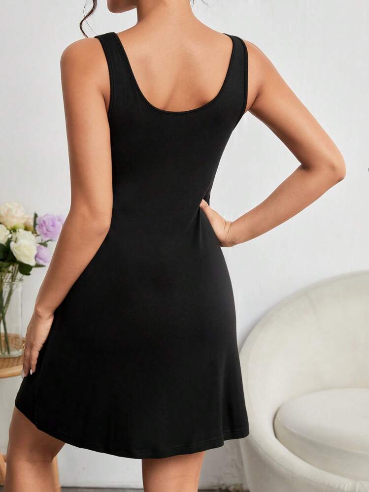 SHEIN PETITE Robe Sans Manches Motif Tête De Mort Et Lettre - Noir - Voir 2
