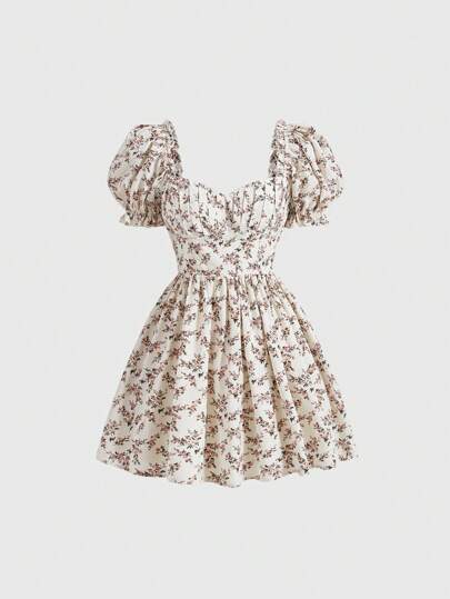 SHEIN MOD 碎花泡泡袖洋裝