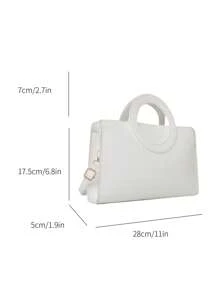 Crocodile Embossed Square Bag Double Handle - White - View 3
