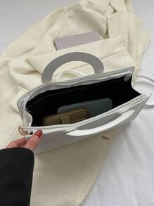 Crocodile Embossed Square Bag Double Handle - White - View 8