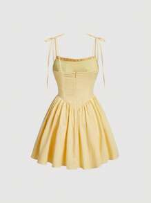 SHEIN MOD Frill Trim Cami Dress - Yellow - View 2