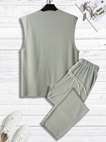 Manfinity Homme Men Solid Tank Top & Drawstring Waist Pants