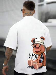 Manfinity EMRG Men's Loose Fit Cartoon & Letter Print T-Shirt - White - View 1