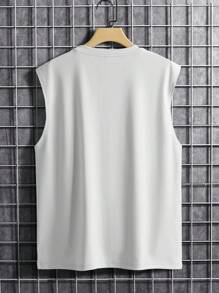 Manfinity Homme 男士字母圖案背心上衣 - 白色 - 查看 2