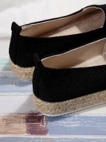 女士一腳蹬草編鞋亚麻草編鞋底度假平底鞋