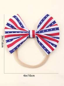 3入組嬰兒星條旗圖案蝴蝶結裝飾髮帶 - 彩色 - 查看 3