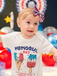 3入組嬰兒星條旗圖案蝴蝶結裝飾髮帶 - 彩色 - 查看 5