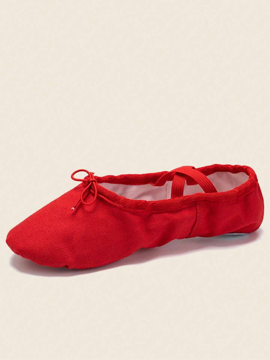 Mujer Bailarinas con diseño de cordón sin cordones miedoso de lona - Rojo - Ver 1