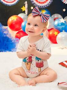 3入組嬰兒星條旗圖案蝴蝶結裝飾髮帶 - 彩色 - 查看 6